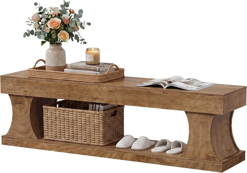 Tribesigns Banc à chaussures 160 cm avec rangement, Banc d'entrée en MDF avec assise