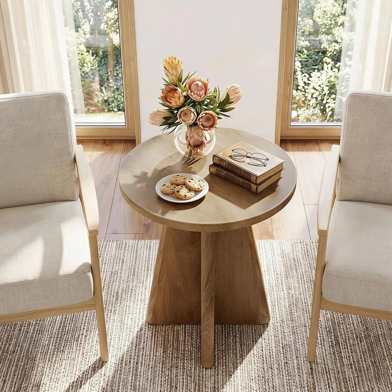 Tribesigns Table d'appoint ronde de 50 cm, Table de canapé avec piètement en croix unique