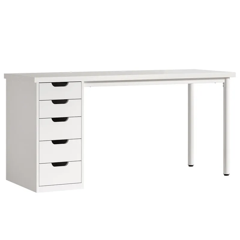 Tribesigns Bureau 120 cm avec 5 tiroirs Bureau d'ordinateur compact avec espaces de rangement