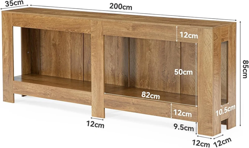 Tribesigns Table console avec rangement 200 cm style champêtre pour entrée ou salon