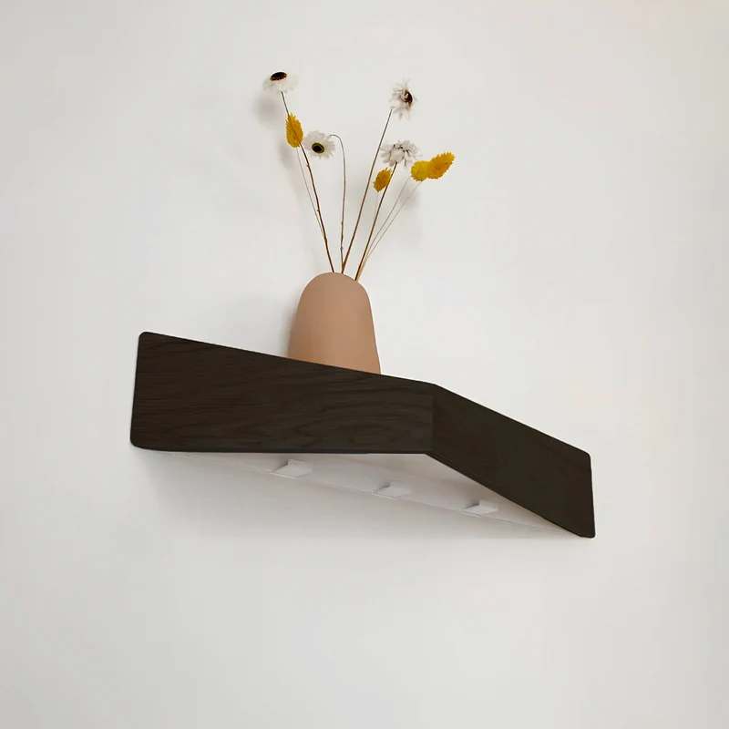 Pelican Wall Shelf with Hidden Hooks · Large Black