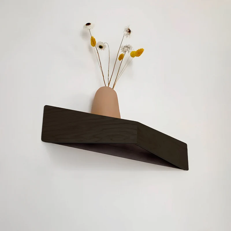 Pelican Wall Shelf with Hidden Hooks · Large Black