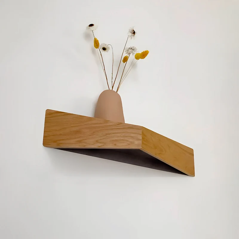 Pelican Wall Shelf with Hidden Hooks · Small Oak
