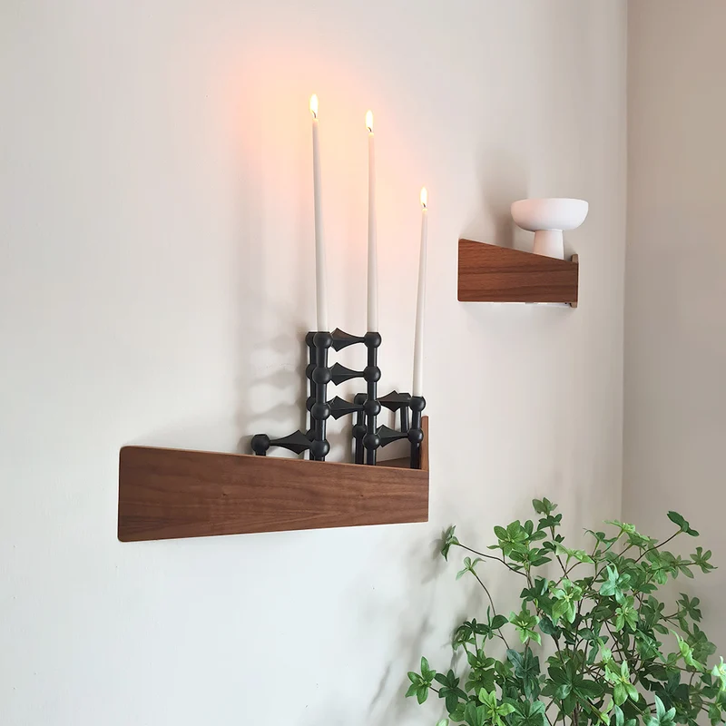 Pelican Wall Shelf with Hidden Hooks · Large Walnut