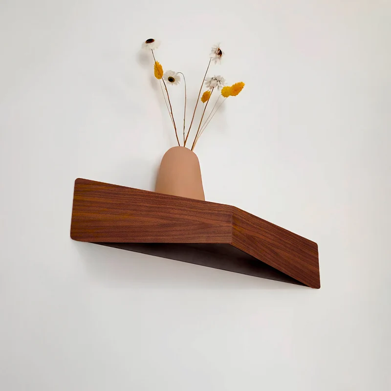 Pelican Wall Shelf with Hidden Hooks · Large Walnut