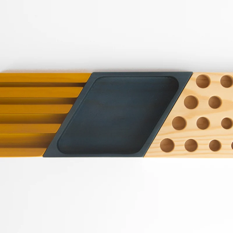 Kesito Desk Organizer · Blue, mustard and wood