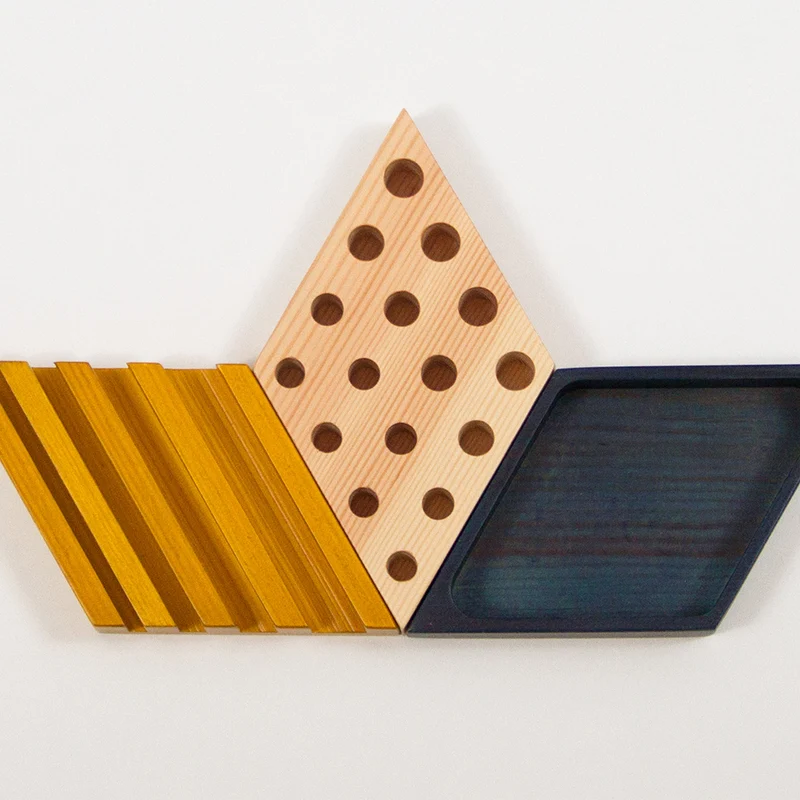 Kesito Desk Organizer · Blue, mustard and wood