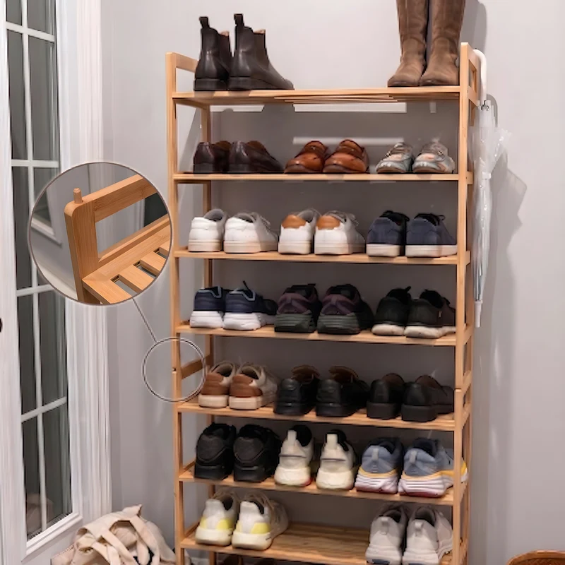 Zynix Natural Bamboo 4-Tier Shoe Rack