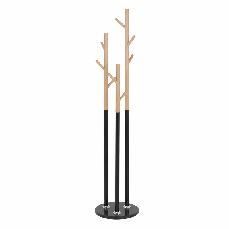 Zynix Premium Beech Wood Coat Rack with Black Marble Base
