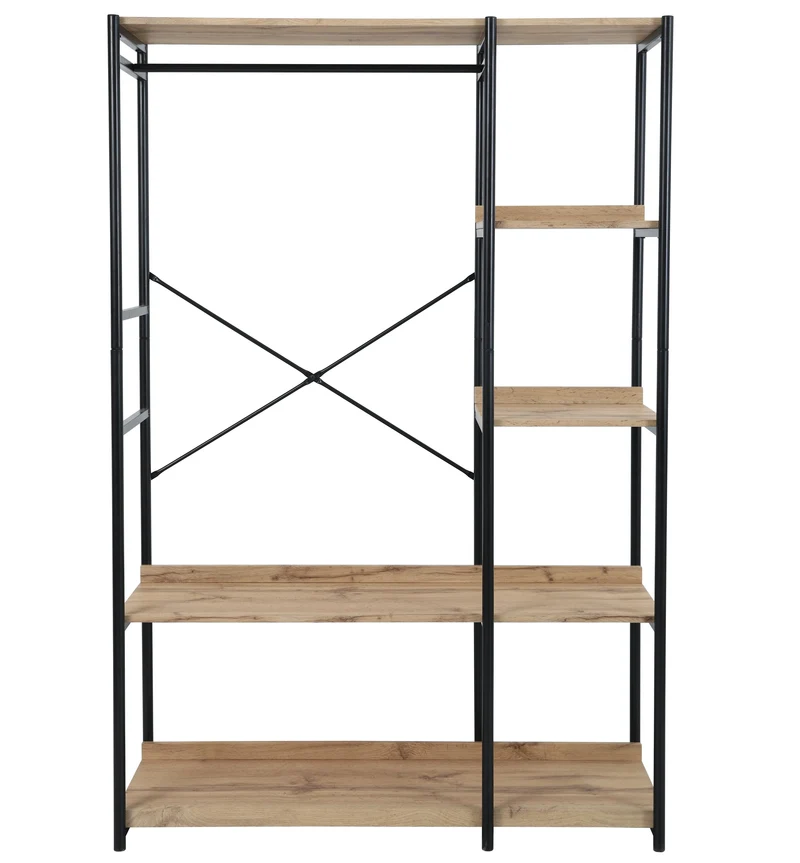 Zynix Premium Heavy-Duty Garment Rack with 4 Shelves, Light Oak