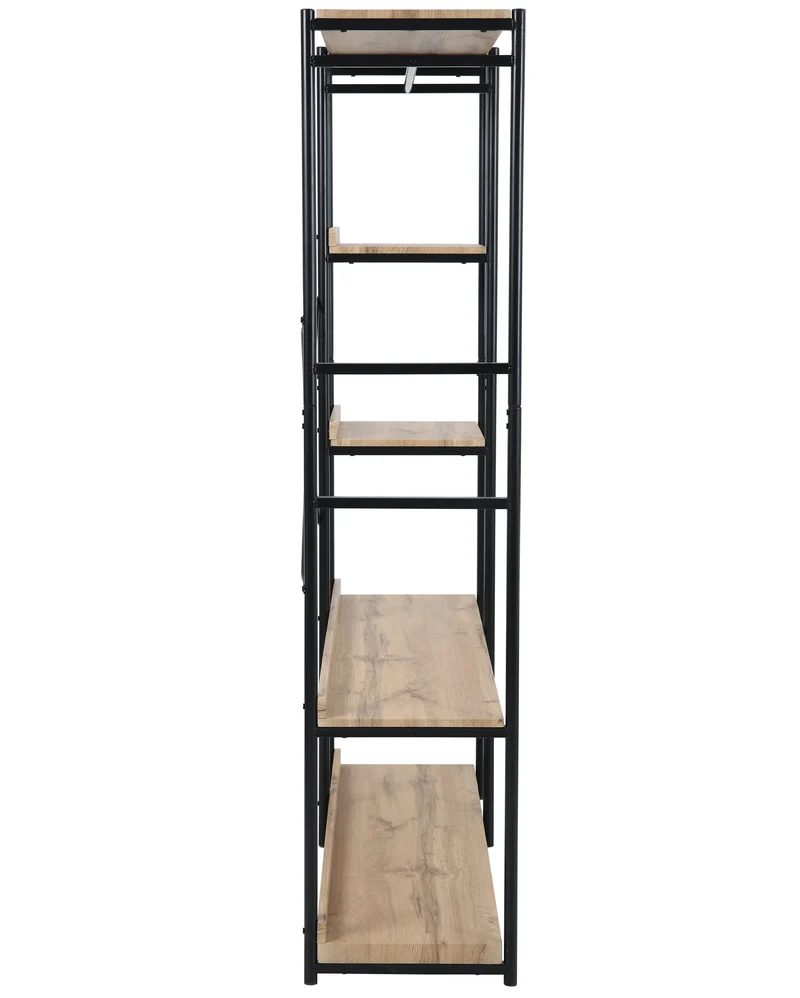 Zynix Premium Heavy-Duty Garment Rack with 4 Shelves, Light Oak