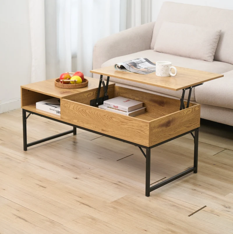 Zynix Lift-Top Coffee Table with Hidden Storage Shelf