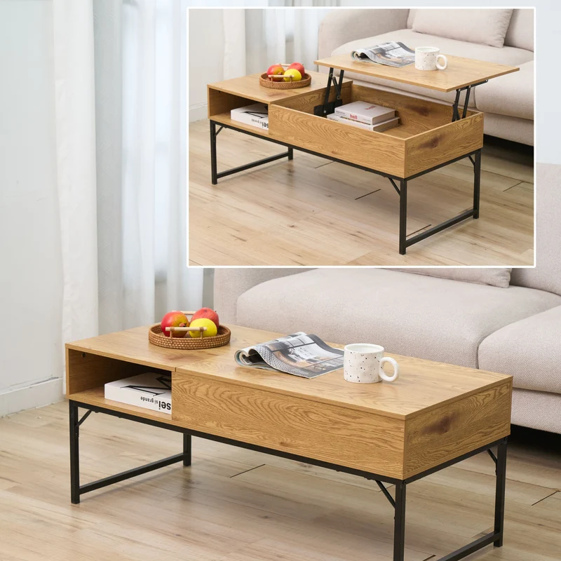 Zynix Lift-Top Coffee Table with Hidden Storage Shelf