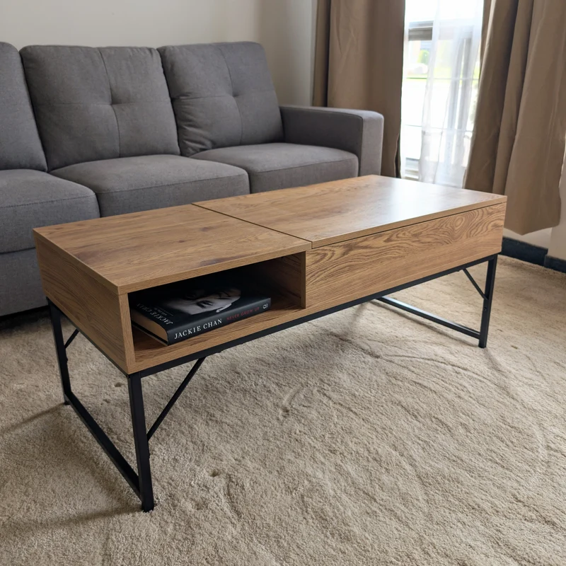 Zynix Lift-Top Coffee Table with Hidden Storage Shelf