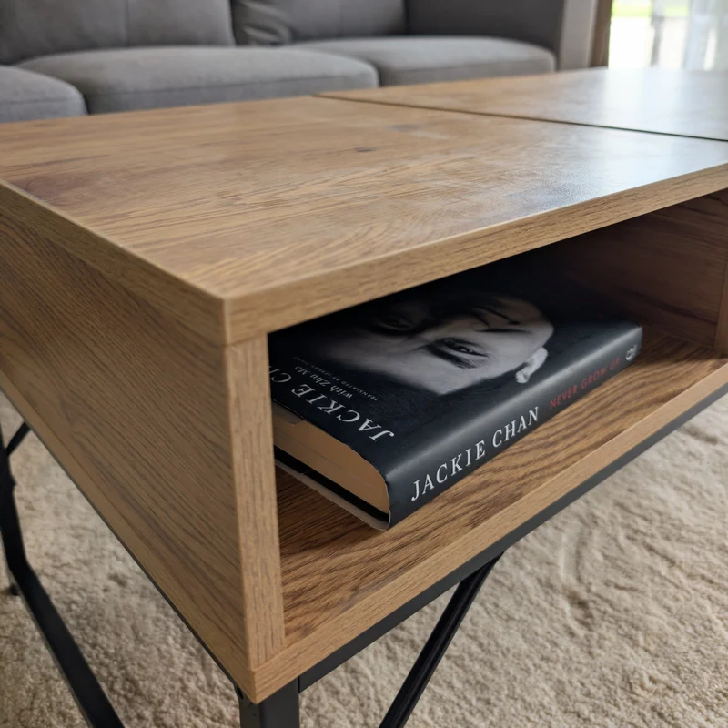 Zynix Lift-Top Coffee Table with Hidden Storage Shelf