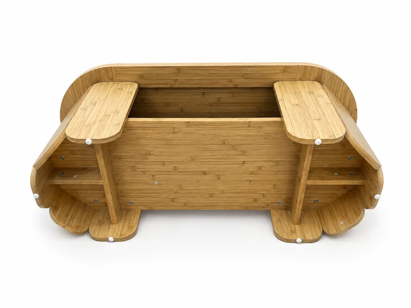 Zynix Oval Coffee Table with Lower Shelf, Natural Bamboo Finish