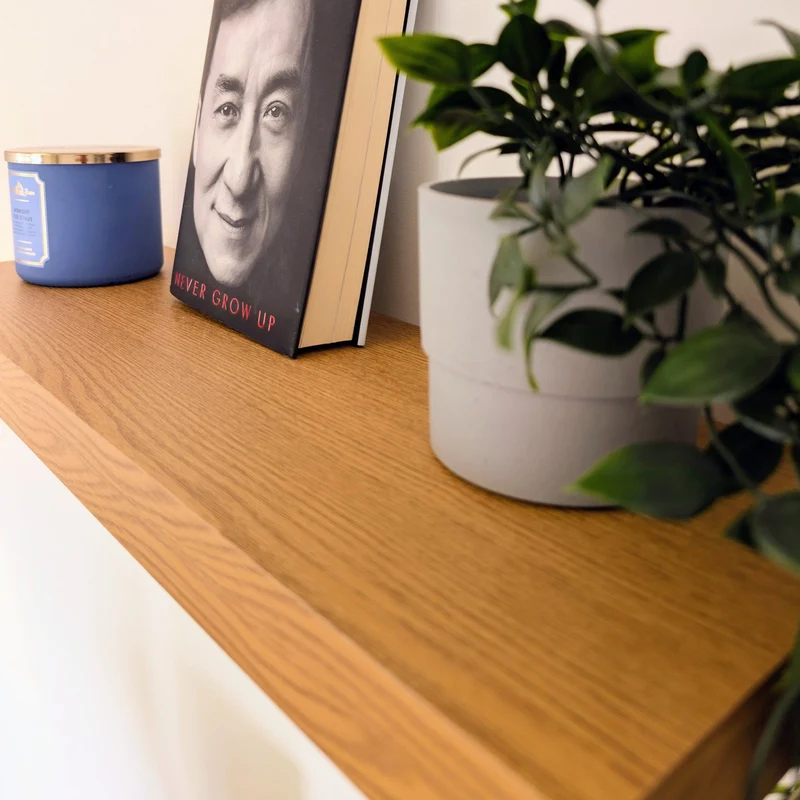 Zynix Floating Wall Shelf 60cm wide, LED Light, Yellow Oak