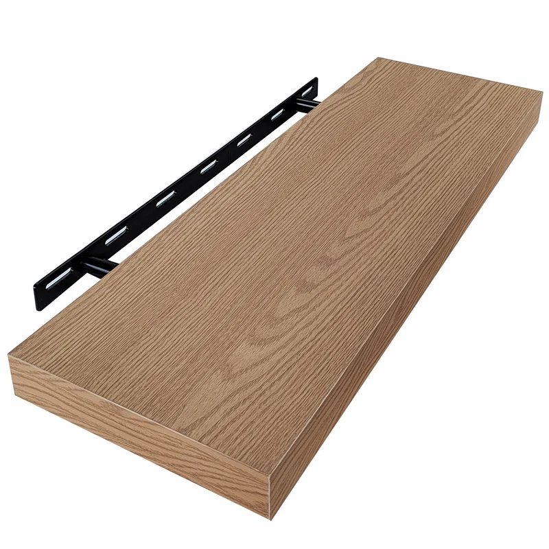 Zynix Floating Wall Shelf 60cm wide, LED Light, Yellow Oak