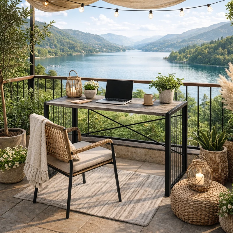 Zynix Foldable Table, Space-Saving Folding Desk & Work Table, Grey Oak