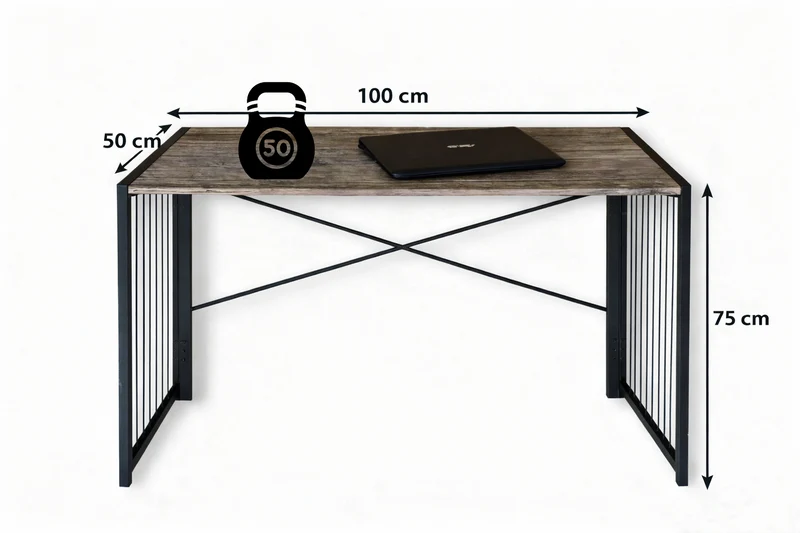 Zynix Foldable Table, Space-Saving Folding Desk & Work Table, Grey Oak