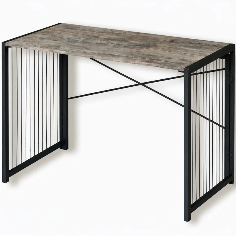 Zynix Foldable Table, Space-Saving Folding Desk & Work Table, Grey Oak