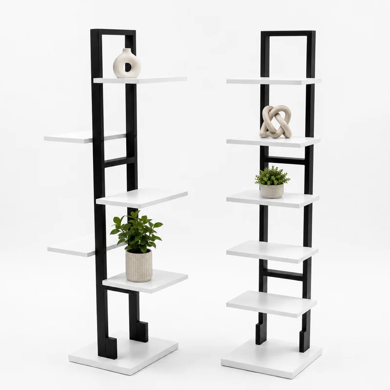Zynix Modern 5-Tier Display Shelf - White & Black