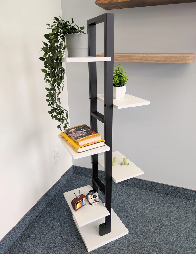Zynix Modern 5-Tier Display Shelf - White & Black