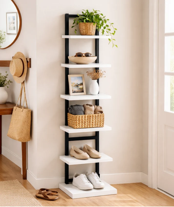 Zynix Modern 5-Tier Display Shelf - White & Black