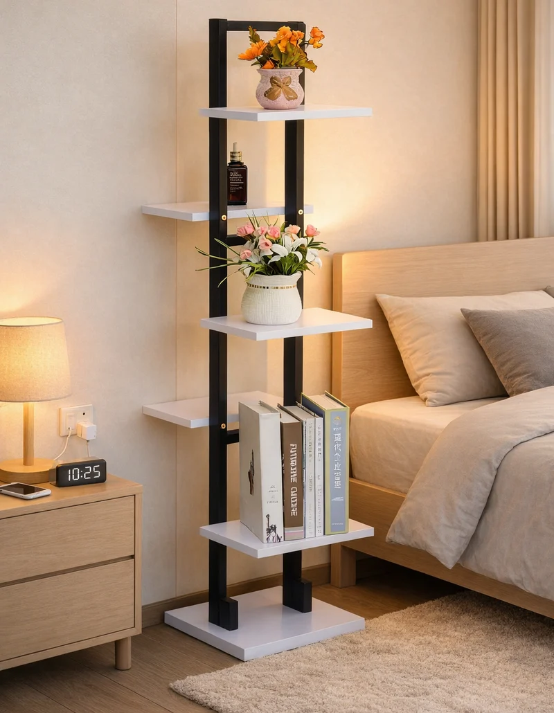 Zynix Modern 5-Tier Display Shelf - White & Black