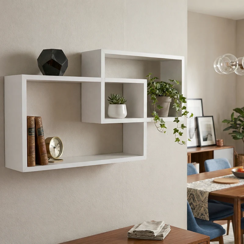 Zynix Interlocking Cube Wall Shelf | Modern Space-Saving Design