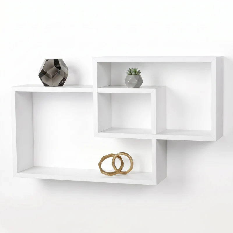 Zynix Interlocking Cube Wall Shelf | Modern Space-Saving Design