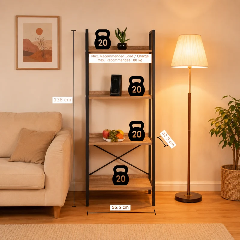 Zynix 4-Tier Standing Ladder Shelf