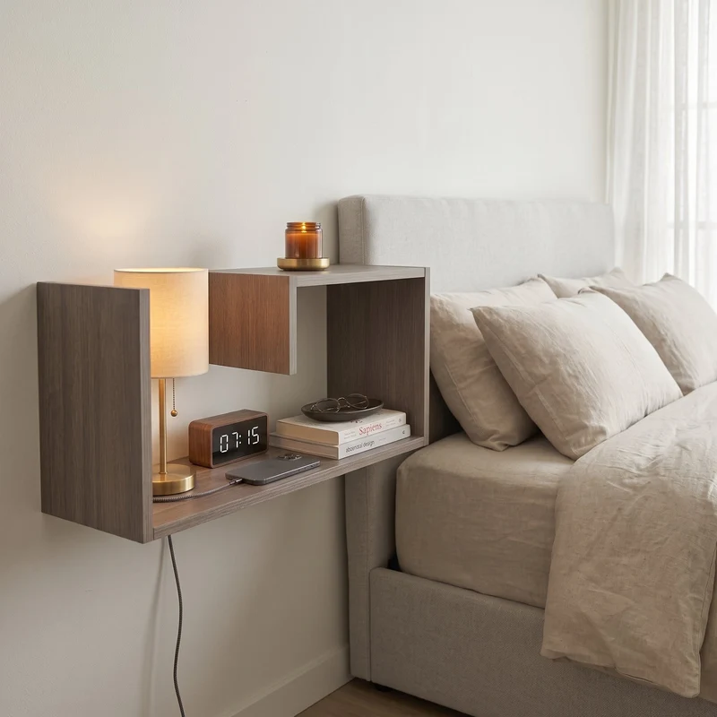 Wall-Mounted Floating Bedside Shelf