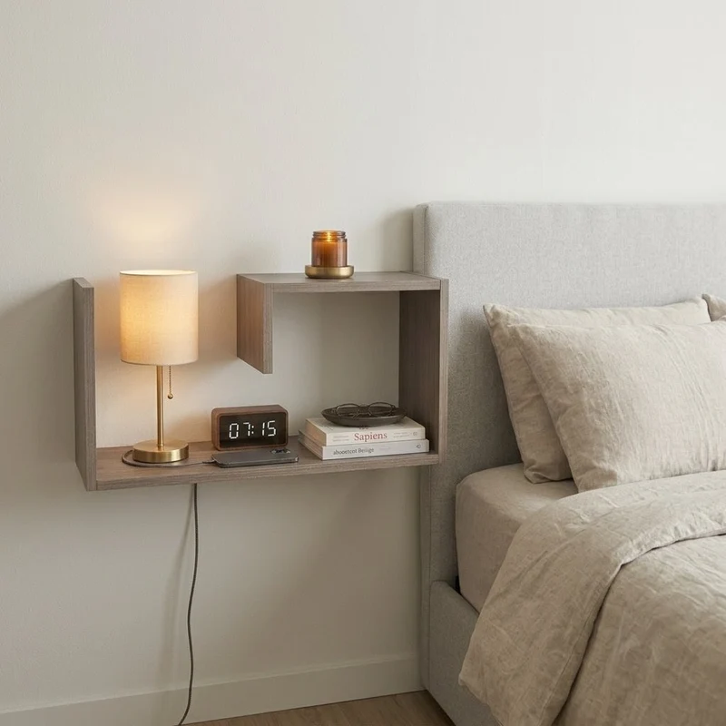 Wall-Mounted Floating Bedside Shelf