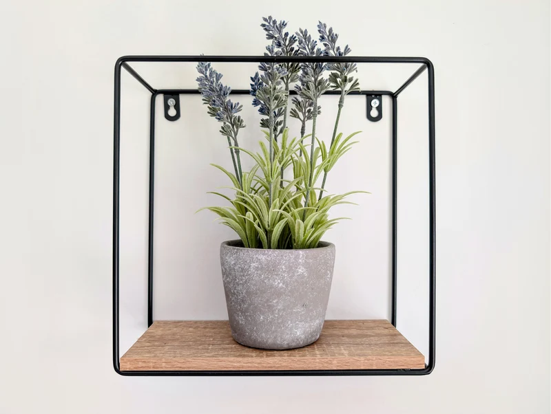 Zynix Wood & Metal Floating Wall Shelf | Square & Rectangular
