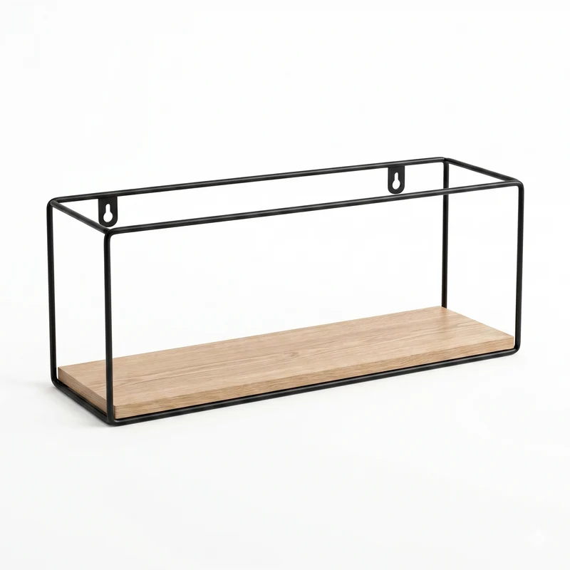 Zynix Wood & Metal Floating Wall Shelf | Square & Rectangular