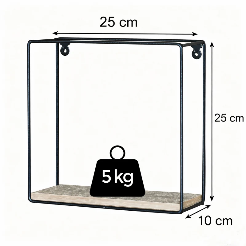 Zynix Wood & Metal Floating Wall Shelf | Square & Rectangular