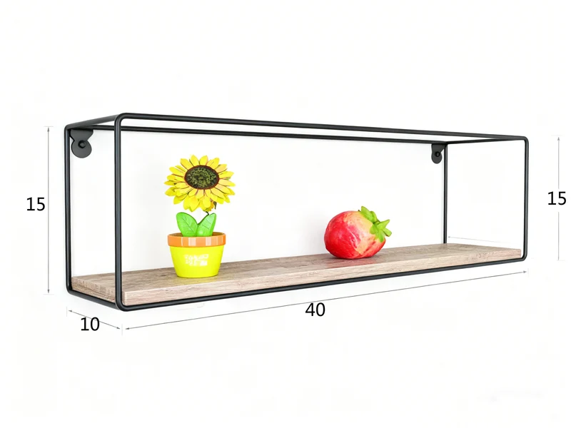 Zynix Wood & Metal Floating Wall Shelf | Square & Rectangular