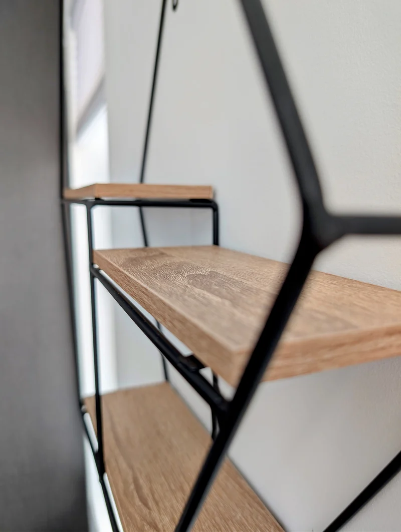 Zynix Hexagonal Wall Shelf | Modern Wood & Metal Design