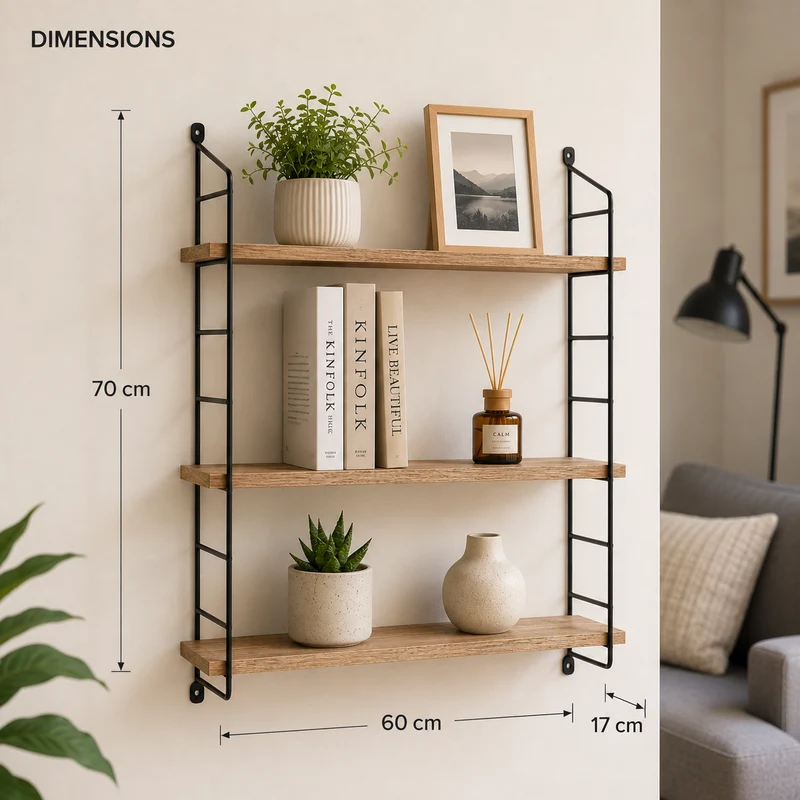 Zynix 3-Tier Wall-Mounted Shelf | Space-Saving Storage for Small Rooms