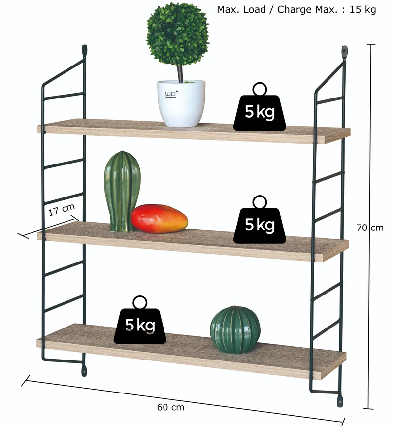 Zynix 3-Tier Wall-Mounted Shelf | Space-Saving Storage for Small Rooms