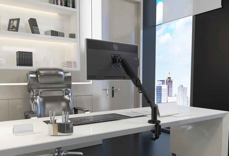 Zynix Single Monitor Arm, Gas Spring Adjustable (17”–36”)