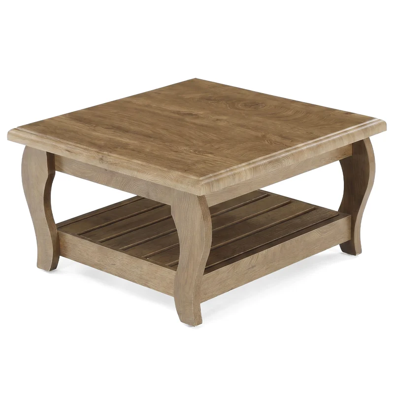 Tribesigns Table basse carrée 80 cm style champêtre marron, Table basse rustique à 2 niveaux, 80 x 80 x 45 cm