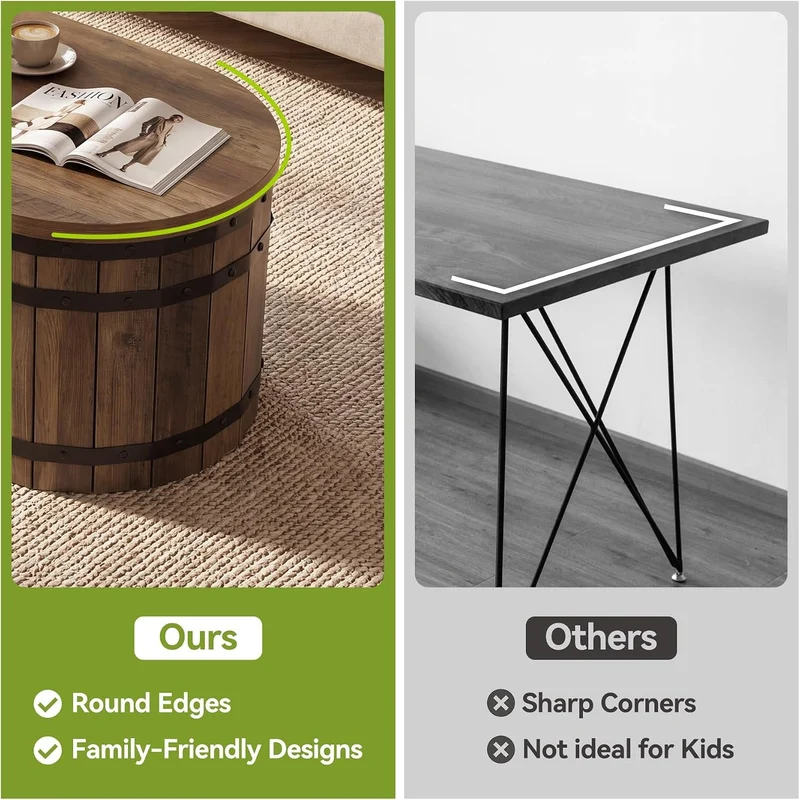 Tribesigns Table basse 120 cm avec espace de rangement, Table basse ovale avec étagère