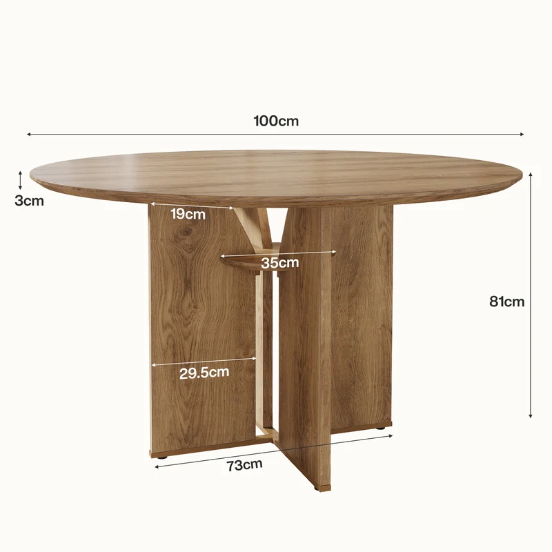 Tribesigns Table de salle à manger ronde de 100 cm, Table de cuisine pour 2 à 4 personnes avec étagère et piètement en X