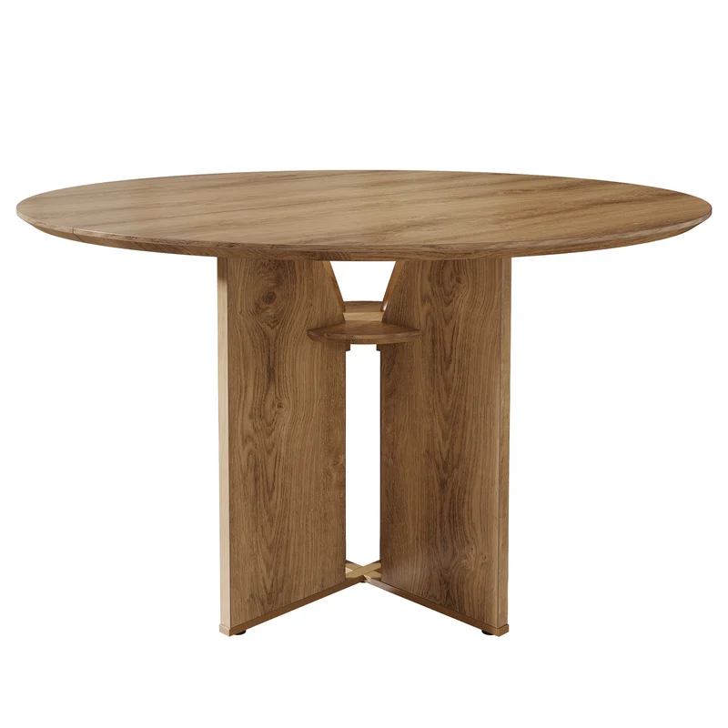 Tribesigns Table de salle à manger ronde de 100 cm, Table de cuisine pour 2 à 4 personnes avec étagère et piètement en X