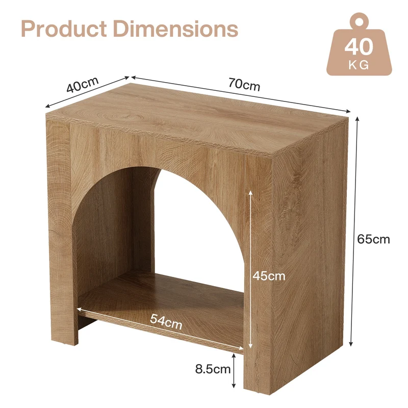 Tribesigns Table d'appoint avec rangement, Table de chevet rustique en bois avec 2 étagères pour salon et chambre
