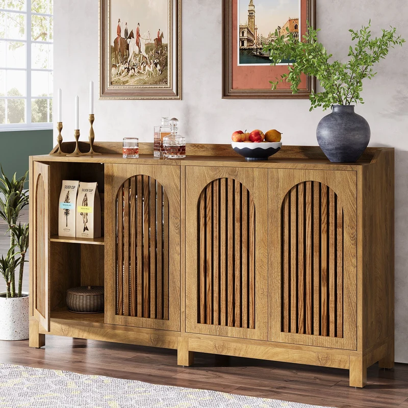 Tribesigns Buffet 145 cm, Meuble de rangement avec portes et étagères réglables
