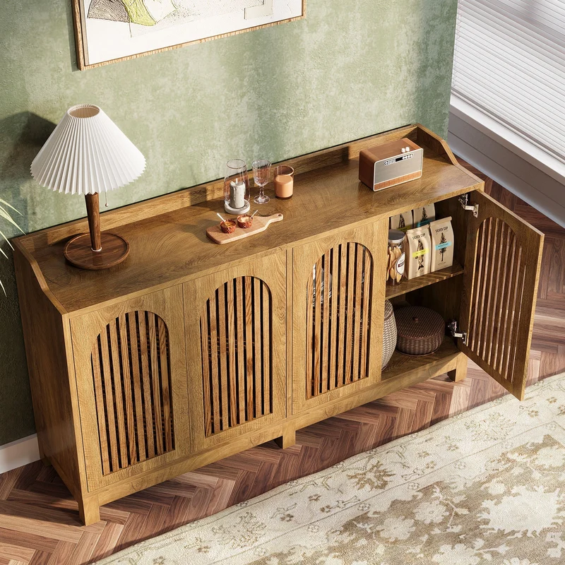 Tribesigns Buffet 145 cm, Meuble de rangement avec portes et étagères réglables