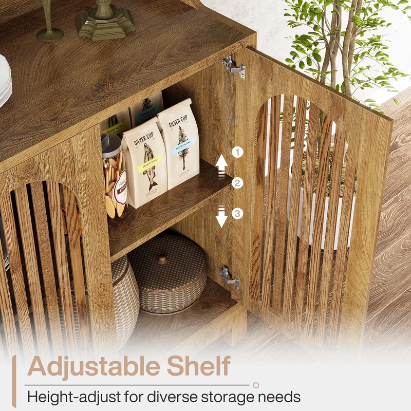 Tribesigns Buffet 145 cm, Meuble de rangement avec portes et étagères réglables